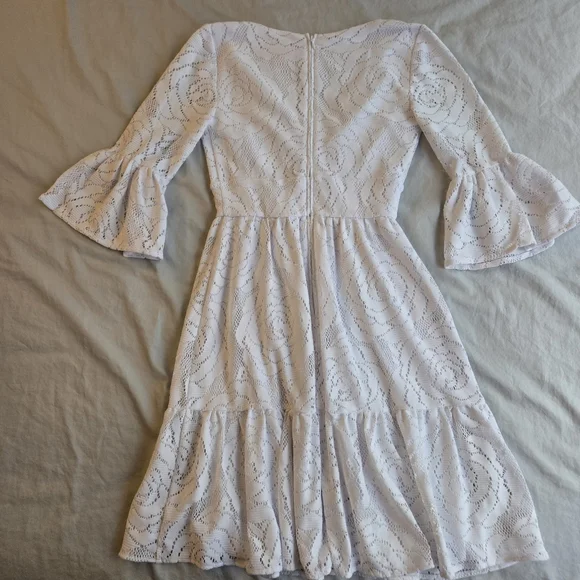 Lilly Pulitzer Cecelia White Lace Vneck Bell Sleeve Midi Dress - Picture 8 of 12